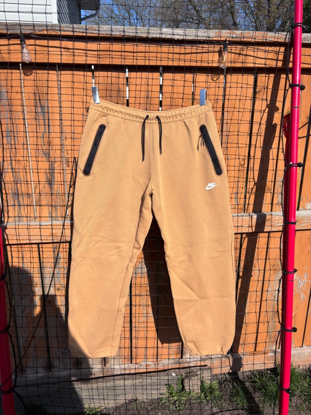 Nike Mens Caramel/Tan Jogger Sweatpants with Black Trim